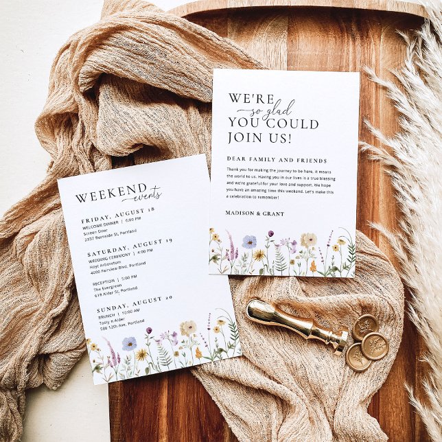 Floral Wedding Welcome Bag Note & Itinerary Card (Creator Uploaded)