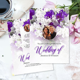 Floral Wedding White Purple Invitation