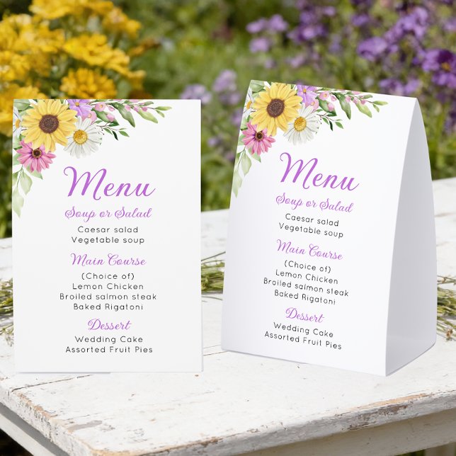 Floral Wedding Wildflower Sunflower Daisy Menu (Creator Uploaded)