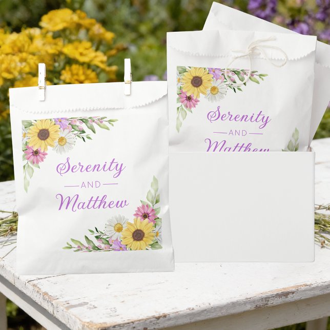 Floral Wedding Wildflower Sunflower Daisy Party Favour Bag (Creator Uploaded)