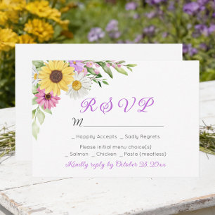 Floral Wedding Wildflower Sunflower Daisy RSVP