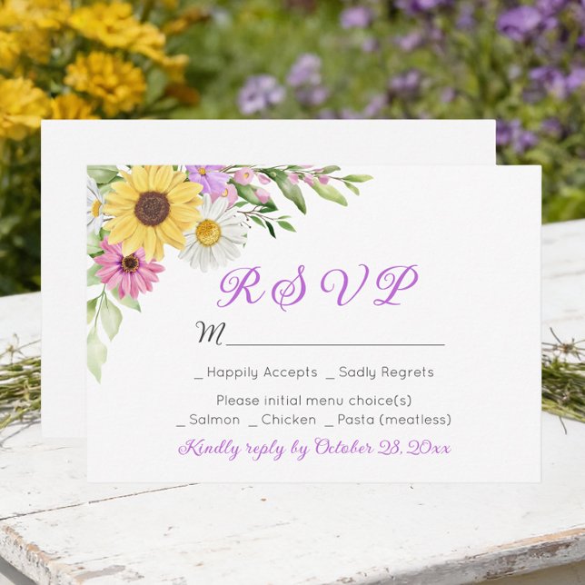 Floral Wedding Wildflower Sunflower Daisy RSVP (Creator Uploaded)