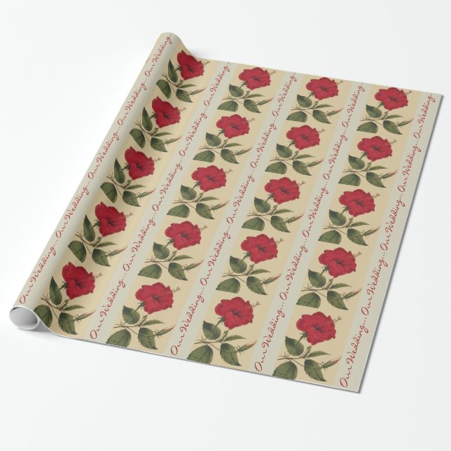 Floral Wedding Wrapping Paper (Unrolled)