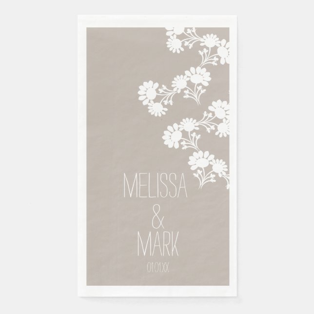  Floral Wedding Wreath Border Name    Napkin (Front)