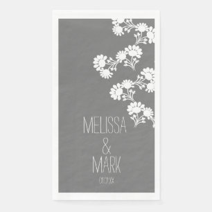 Floral Wedding Wreath Border Name Napkin