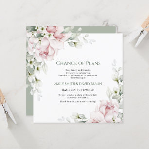 Floral Wediing   Postponed   Change of Plans Invitation