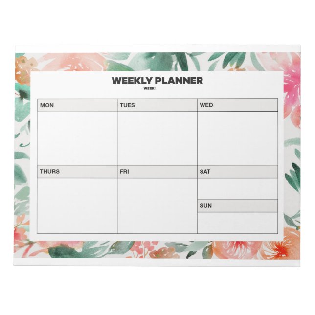 Floral Weekly Planner Notepad (Front)