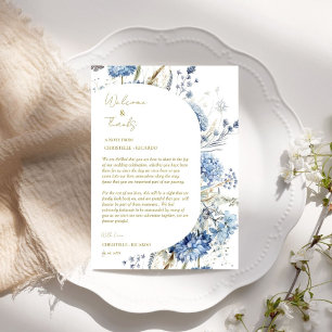 Floral  welcome and thank you wedding guest table 