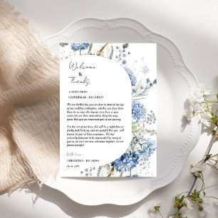 Floral  welcome and thank you wedding guest table  card
