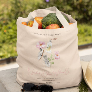 Floral Wellness Feminine Health & Fitness Logo Tote Bag