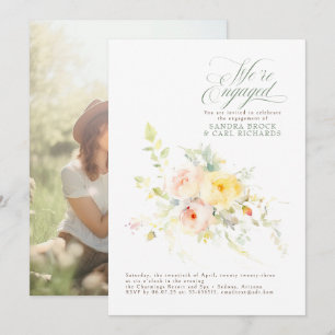 Floral We're Engaged Engagement Party Photo Invitation