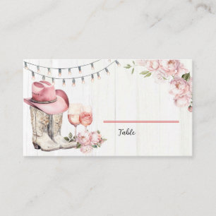 Floral Western Boots and Bubbly Place Card