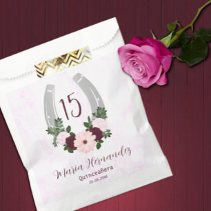 Floral Western Horseshoe Quinceanera Favour Bag