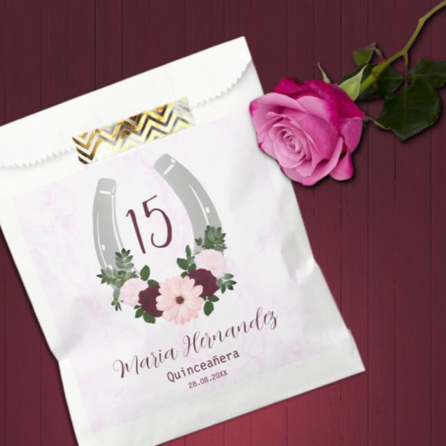 Floral Western Horseshoe Quinceanera Favour Bag (Creator Uploaded)