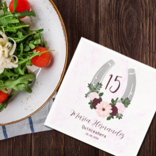 Floral Western Horseshoe Quinceanera Napkin