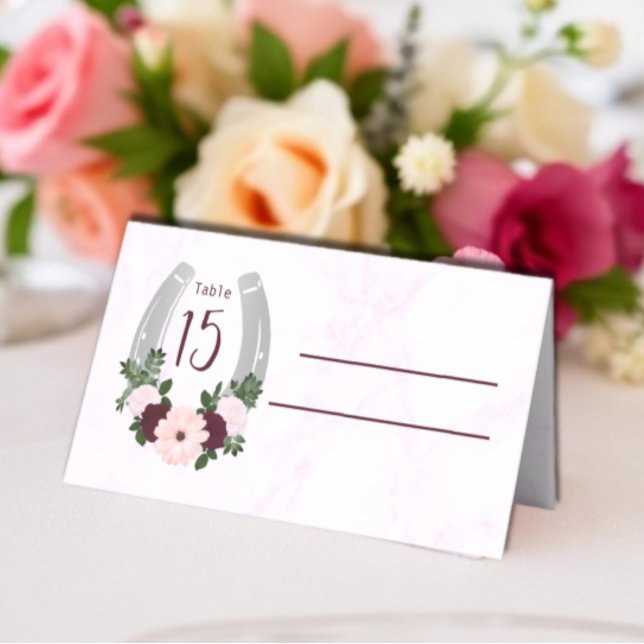 Floral Western Horseshoe Quinceanera Place Card (Creator Uploaded)