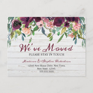 Floral We've Moved   New Address  Announcement Postcard