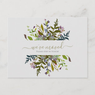 Floral We've Moved New Home Script Announcement  Postcard