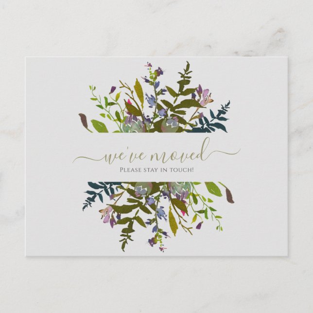 Floral We've Moved New Home Script Announcement  Postcard (Front)