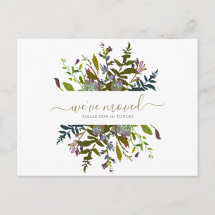 Floral We've Moved Script Watercolor Announcement Postcard