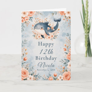 Floral Whale Birthday Card