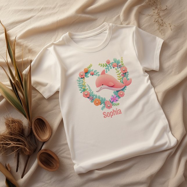 Floral Whale Heart Love Name T-Shirt (Creator Uploaded)