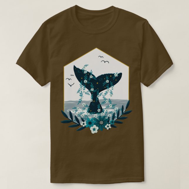 Floral Whale Tail T-Shirt (Design Front)