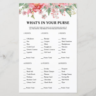 Floral What's In Your Purse Pink Bridal Shower