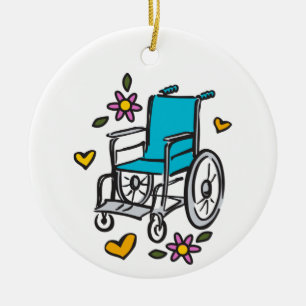 Floral Wheelchair Ceramic Ornament