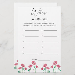Floral Where were we bridal shower game