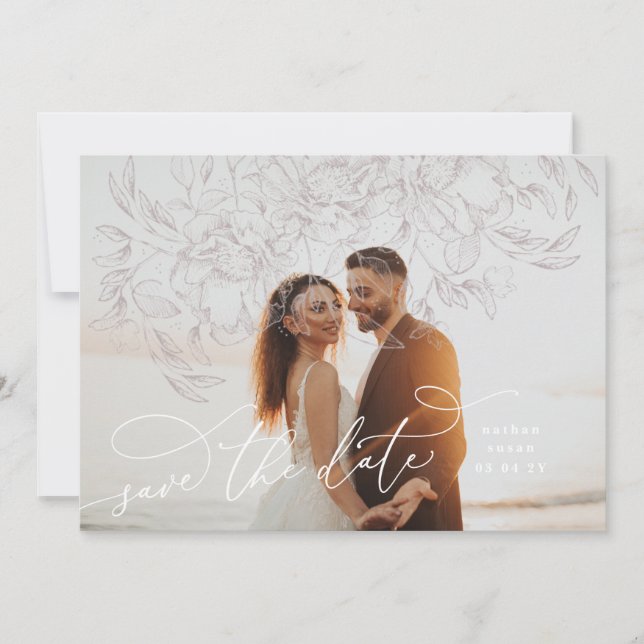 Floral Whimsical Boho Save the Date Photo Card (Front)
