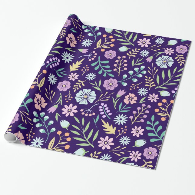 Floral Whimsical Boho Wrapping Paper, 30" x 6' Paper (Unrolled)