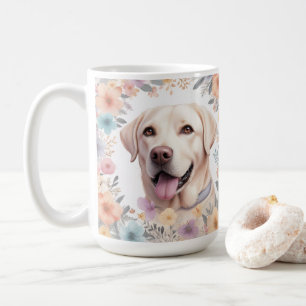 Floral Whimsical Labrador Retriever Illustration Coffee Mug