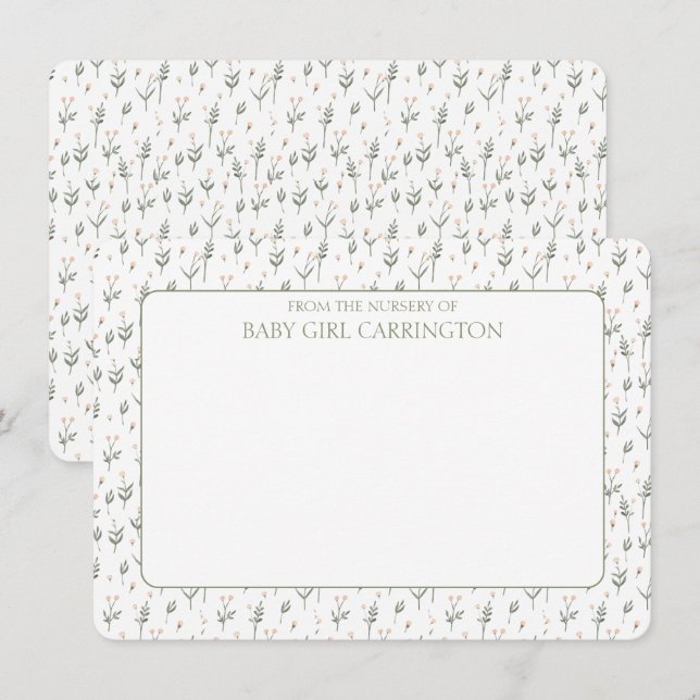 Floral Whimsical Vintage Personalized  Card (Front/Back)