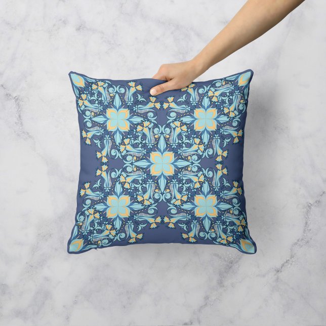 Floral Whirlwind in Navy Cushion (Creator Uploaded)