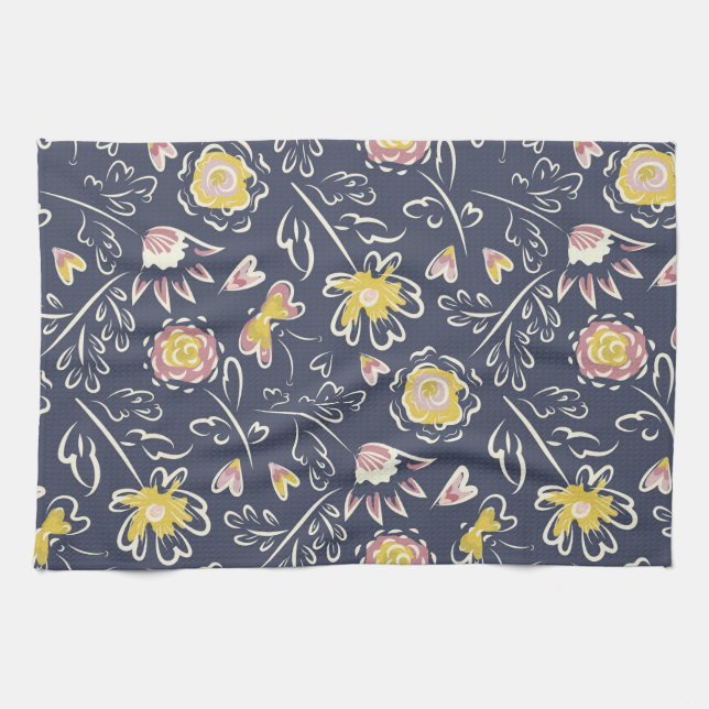 Floral Whirlwind  Tea Towel (Horizontal)