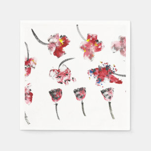 Floral Whispers -Abstract Acrylic Hibiscus & Rose Napkin