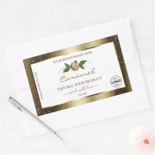 Floral White and Gold Brown Product Labels Logo