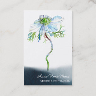 *~* Floral White Anemone Wedding Event Planner QR  Business Card
