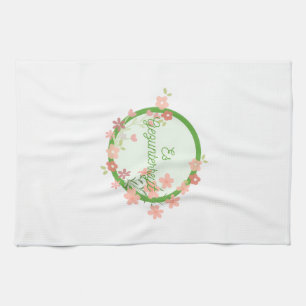 Floral white apron tea towel