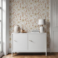 Floral White Beige Lily Botanical Pattern  
