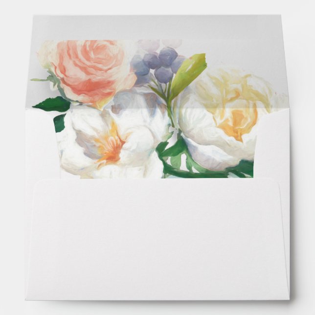 Floral white blush pink rose gold envelope (Back (Bottom))