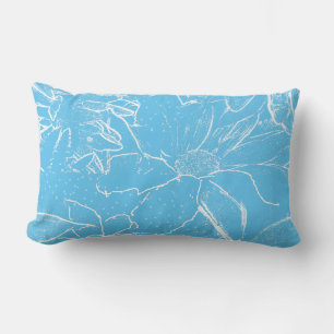 Floral White  Bundle Transparency -Blue Lumbar Cushion