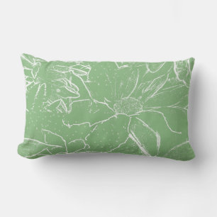 Floral White Bundle Transparency -Light sap green Lumbar Cushion