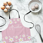Floral White Daisy Pink Girls Apron<br><div class="desc">Brighten up cooking time with our Floral White Daisy Pink Girls Apron! Featuring a cute white daisy design on pink,  this apron is perfect for little chefs.</div>