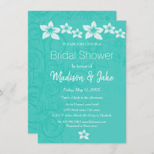 Floral white hibiscus flower bridal shower invitation