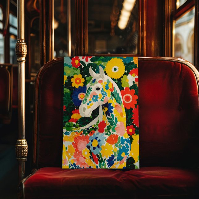 Floral White Horse Poster Print Wall Art (Creator Uploaded)