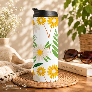 Floral White Nature Design Thermal Tumbler