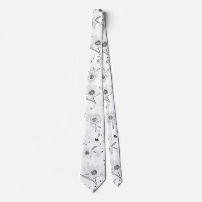 Floral White Neck Tie (Front)