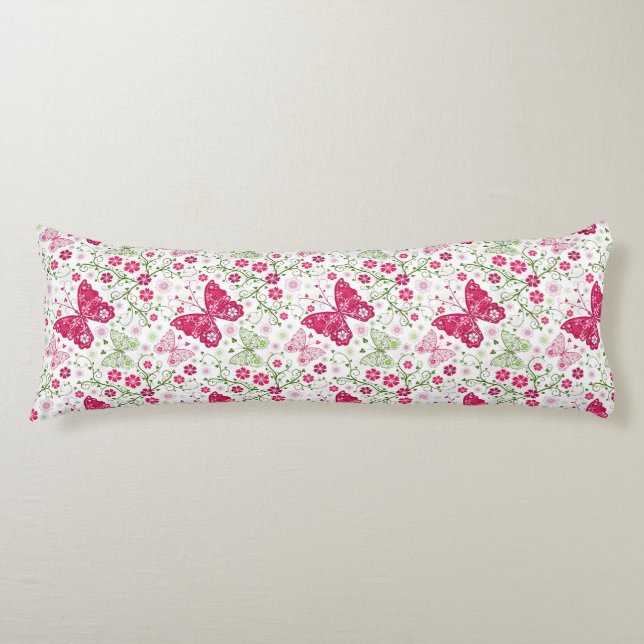 Floral White Pattern Body Cushion (Front)